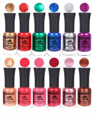 

Avnoor Trendy Color Gel Nail Polish Combo Set No 222 Multicolor(Pack of 12)