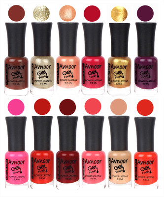 

Avnoor Trendy Color Gel Nail Polish Combo Set No 552 Multicolor(Pack of 12)