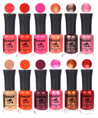 

Avnoor Trendy Color Gel Nail Polish Combo Set No 511 Multicolor(Pack of 12)