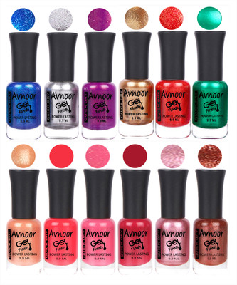 

Avnoor Trendy Color Gel Nail Polish Combo Set No 242 Multicolor(Pack of 12)