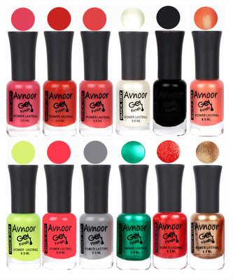 

Avnoor Trendy Color Gel Nail Polish Combo Set No 566 Multicolor(Pack of 12)
