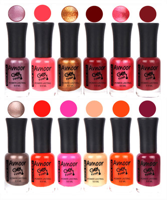 

Avnoor Trendy Color Gel Nail Polish Combo Set No 369 Multicolor(Pack of 12)