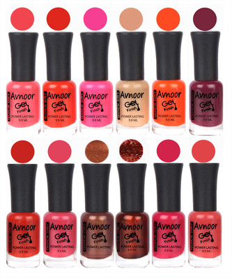 

Avnoor Trendy Color Gel Nail Polish Combo Set No 340 Multicolor(Pack of 12)