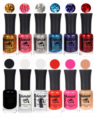 

Avnoor Trendy Color Gel Nail Polish Combo Set No 605 Multicolor(Pack of 12)