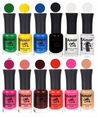 

Avnoor Trendy Color Gel Nail Polish Combo Set No 531 Multicolor(Pack of 12)