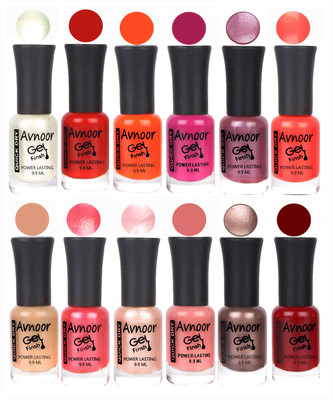 

Avnoor Trendy Color Gel Nail Polish Combo Set No 180 Multicolor(Pack of 12)