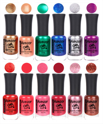 

Avnoor Trendy Color Gel Nail Polish Combo Set No 228 Multicolor(Pack of 12)