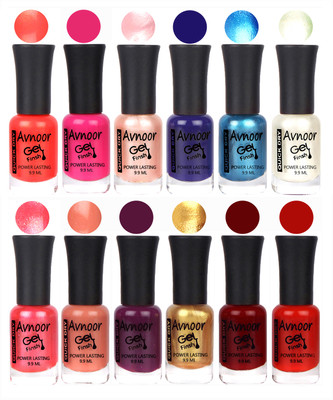 

Avnoor Trendy Color Gel Nail Polish Combo Set No 390 Multicolor(Pack of 12)
