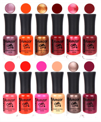 

Avnoor Trendy Color Gel Nail Polish Combo Set No 373 Multicolor(Pack of 12)