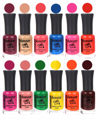 

Avnoor Trendy Color Gel Nail Polish Combo Set No 522 Multicolor(Pack of 12)