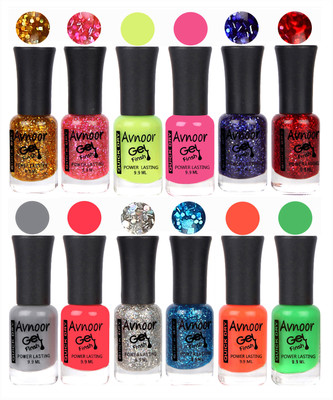 

Avnoor Trendy Color Gel Nail Polish Combo Set No 439 Multicolor(Pack of 12)