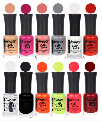 

Avnoor Trendy Color Gel Nail Polish Combo Set No 218 Multicolor(Pack of 12)