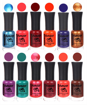 

Avnoor Trendy Color Gel Nail Polish Combo Set No 139 Multicolor(Pack of 12)