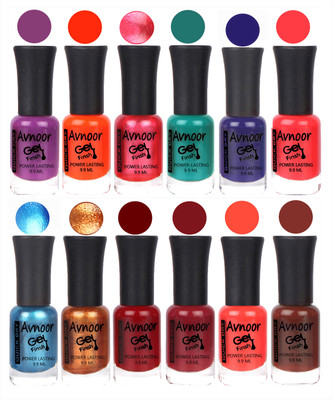 

Avnoor Trendy Color Gel Nail Polish Combo Set No 142 Multicolor(Pack of 12)