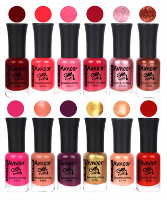 

Avnoor Trendy Color Gel Nail Polish Combo Set No 299 Multicolor(Pack of 12)