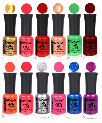

Avnoor Trendy Color Gel Nail Polish Combo Set No 663 Multicolor(Pack of 12)