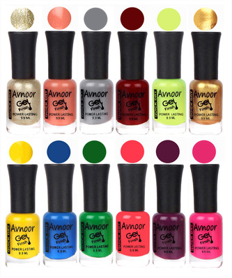 

Avnoor Trendy Color Gel Nail Polish Combo Set No 488 Multicolor(Pack of 12)