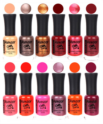 

Avnoor Trendy Color Gel Nail Polish Combo Set No 366 Multicolor(Pack of 12)