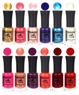 

Avnoor Trendy Color Gel Nail Polish Combo Set No 387 Multicolor(Pack of 12)