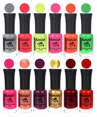 

Avnoor Trendy Color Gel Nail Polish Combo Set No 461 Multicolor(Pack of 12)