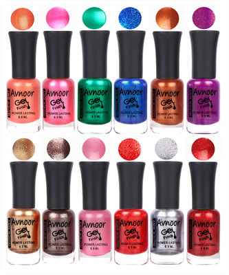 

Avnoor Trendy Color Gel Nail Polish Combo Set No 270 Multicolor(Pack of 12)
