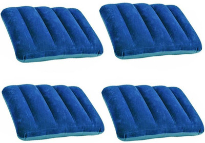 Radhe Hub Cotton Solid Travel Pillow Pack of 4(Blue)
