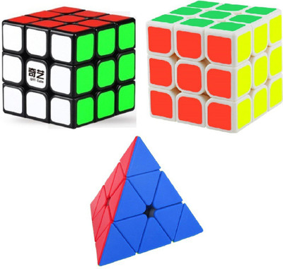 

Nabhya High Speed Magic Rubik Cube Combo Set of 3 (QIYI 3X3 ,Qiyi 3X3 black & Pyraminx) Puzzle Brainstorming Game Toy(3 Pieces)