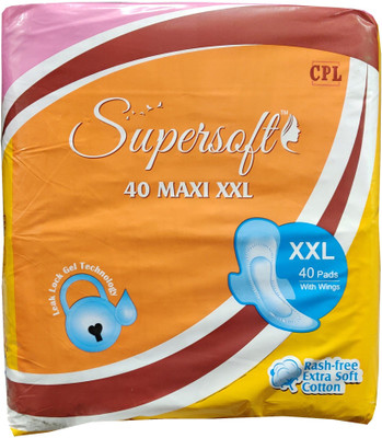 

Supersoft Womens/Girls XXL Sanitary Pads (Napkins) with Wings- Pack of 40 Sanitary Pad(Pack of 40)