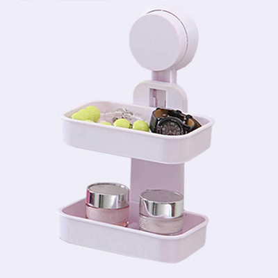 

ATOOZED 2 Layer Bathroom Shower Soap Dish Hanging Tray Wall Mounted Suction Cup Holder Storage Holders (White Color)(Beige)