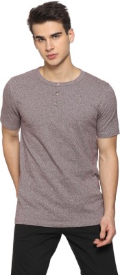 CAMPUS SUTRA Self Design Men Henley Neck Brown T-Shirt