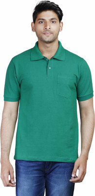 FLEXIMAA Solid Men' Polo Neck Green T-Shirt