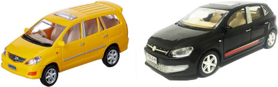 

The Game Begins Combo Pack of Innova Car Toy and Polo Car miniature Car toys (Set of 2 Cars) - Value Pack | Yellow and Black(Yellow, Black)
