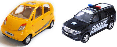 

The Game Begins Combo Pack of Nano Car Toy and Police Car miniature Car toys (Set of 2 Cars) - Value Pack | Yellow and Black(Yellow, Black)