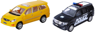 

The Game Begins Combo Pack of Innova Car Toy and Police Car miniature Car toys (Set of 2 Cars) - Value Pack | Yellow and Black(Yellow, Black)