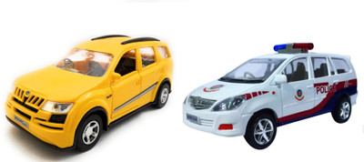 

The Game Begins Combo Pack of XUV 500 Car Toy and Police Car miniature Car toys (Set of 2 Cars) - Value Pack | Yellow and White(Yellow, White)