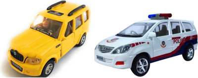 

The Game Begins Combo Pack of Scorpio Car Toy and Police Car miniature Car toys (Set of 2 Cars) - Value Pack | Yellow and White(Yellow, White)