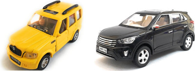 

The Game Begins Combo Pack of Scorpio Car Toy and Hyundai Creta miniature Car toys (Set of 2 Cars) - Value Pack | Yellow and Black(Yellow, Black)