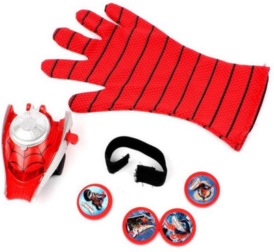 

TOYGALAXY Spiderman Gloves With Disc Launcher(Red)
