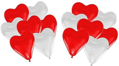 

MEHTA Solid VALENTINE'S DAY SPL Heart Shape RED AND WHITE Balloons - Extra Premium Quality (30 Pcs) Balloon(Red, White, Pack of 30)