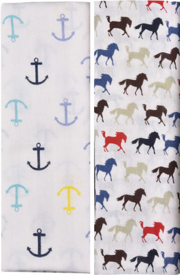 

haus & kinder Printed  Swadding Baby Blanket(Cotton, Anchor + Horse