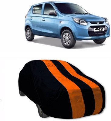 AuraFab Car Cover For Maruti Suzuki Alto 800 (With Mirror Pockets)(Orange, Blue)