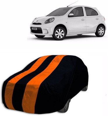 AuraFab Car Cover For Nissan Micra Active (With Mirror Pockets)(Orange, Blue)