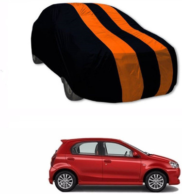 AuraFab Car Cover For Toyota Etios Liva (With Mirror Pockets)(Orange, Blue)