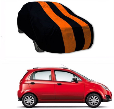 AuraFab Car Cover For Chevrolet Spark (With Mirror Pockets)(Orange, Blue)