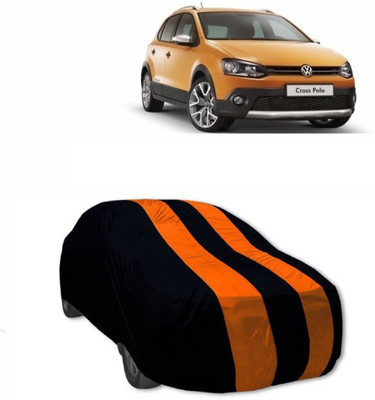 AuraFab Car Cover For Volkswagen Polo Cross (With Mirror Pockets)(Orange, Blue)