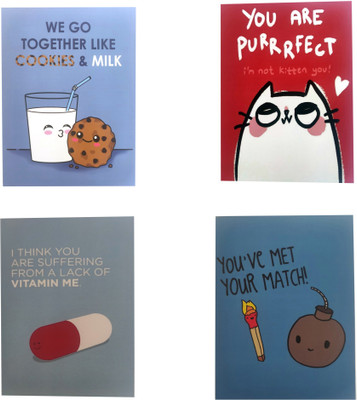 

macro Set of 4 cute quote greeting cards Greeting Card(Multicolor, Pack of 4)