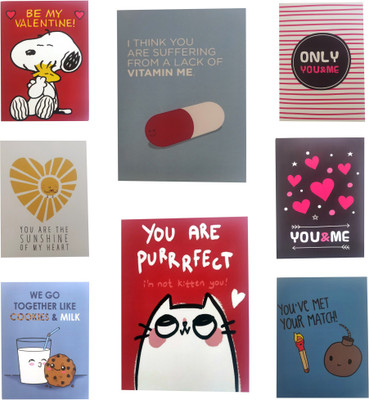

macro Set of 8 cute valentine greeting cards Greeting Card(Multicolor, Pack of 8)