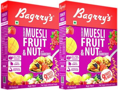

Bagrry's Crunchy Muesli Cranberries Box 800 GM Pack of 2(800 g, Box, Pack of 2)