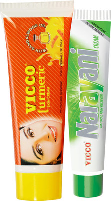

Vicco Turmeric Skin Cream With Sandalwood Oil-70g+Narayani Pain Relief Cream-30g(Set of 2)