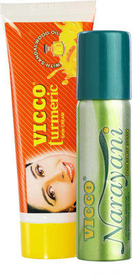 

Vicco Turmeric Skin Cream With Sandalwood Oil-70g+Narayani Pain Relief Spray-45g(Set of 2)